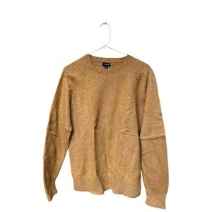 ⚪️J. CREW: Women’s M, tan scoop neck partial wool long sleeve sweater, preowned.